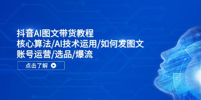 抖音AI图文带货教程：核心算法/AI技术运用/如何发图文/账号运营/选品/爆流-kk网创