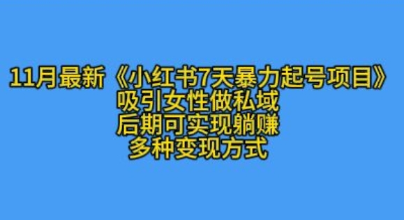 K总部落11月最新小红书7天暴力起号项目，吸引女性做私域【揭秘】-kk网创