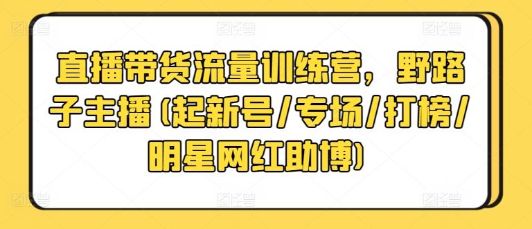 直播带货流量训练营，野路子主播(起新号/专场/打榜/明星网红助博)-kk网创