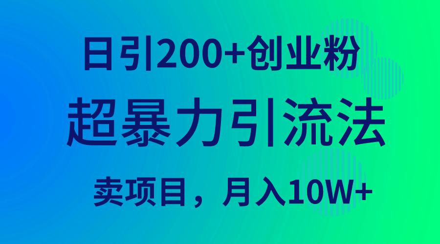 (9654期)超暴力引流法，日引200+创业粉，卖项目月入10W+-kk网创