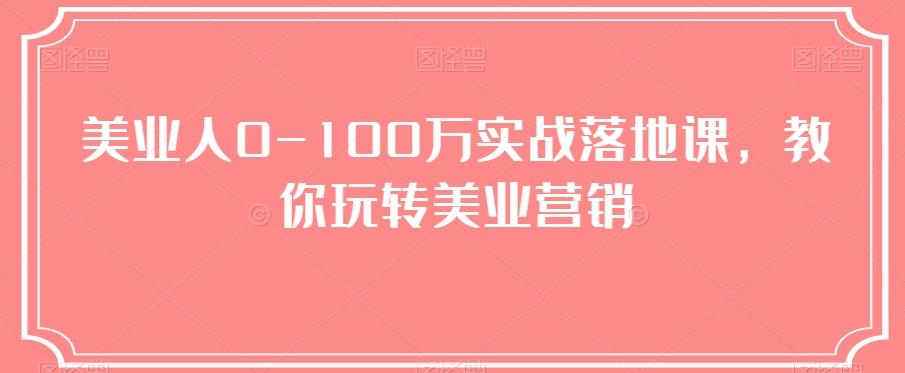 美业人0-100万实战落地课，教你玩转美业营销-kk网创