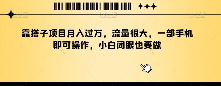 靠搭子项目月入过万，流量很大，一部手机即可操作，小白闭眼也要做-kk网创