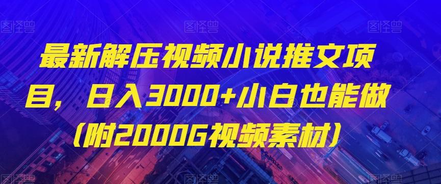 最新解压视频小说推文项目，日入3000+小白也能做（附2000G视频素材）【揭秘】-kk网创