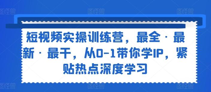 短视频实操训练营，最全·最新·最干，从0-1带你学IP，紧贴热点深度学习-kk网创