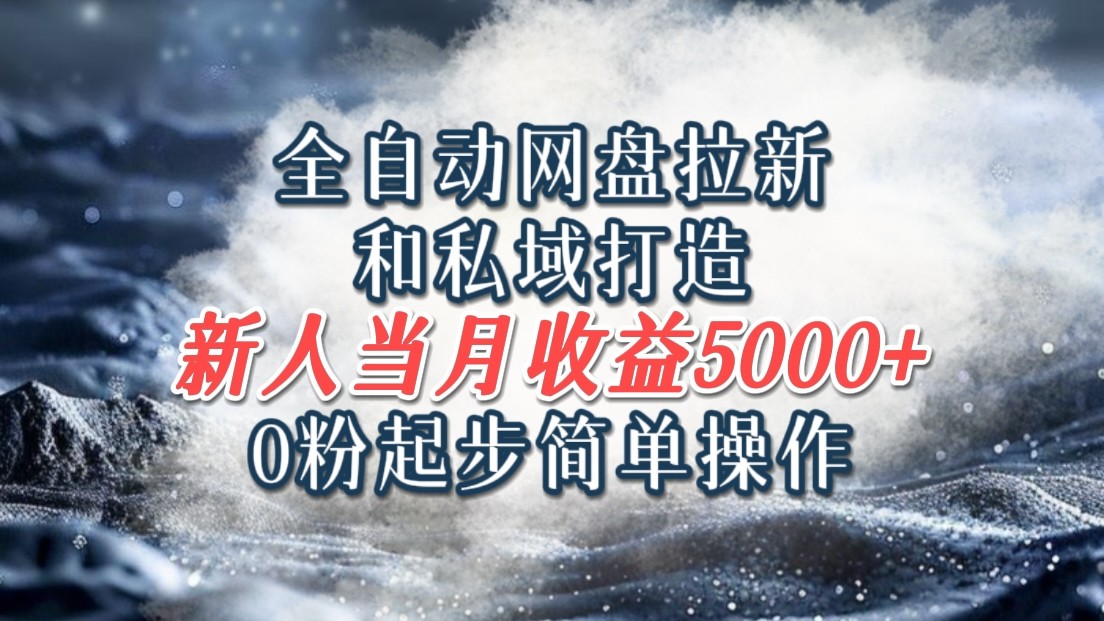 全自动网盘拉新和私域打造，0粉起步简单操作，新人入门当月收益5000以上-kk网创