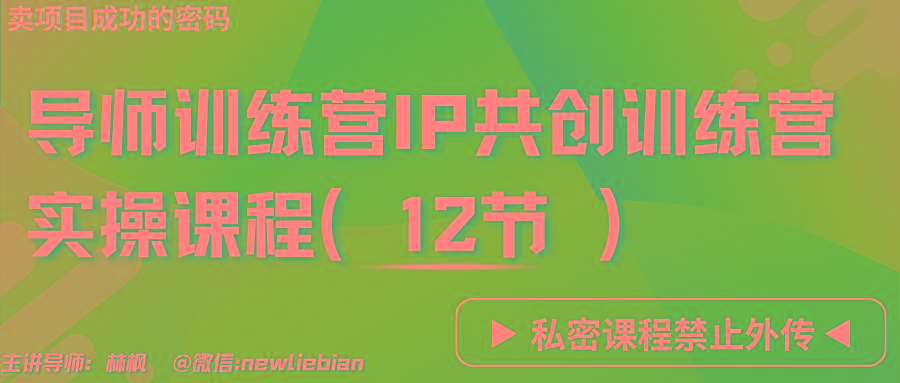 导师训练营3.0IP共创训练营私密实操课程(12节)-卖项目的密码成功秘诀-kk网创