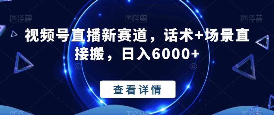 视频号直播新赛道，话术+场景直接搬，日入6000+-kk网创