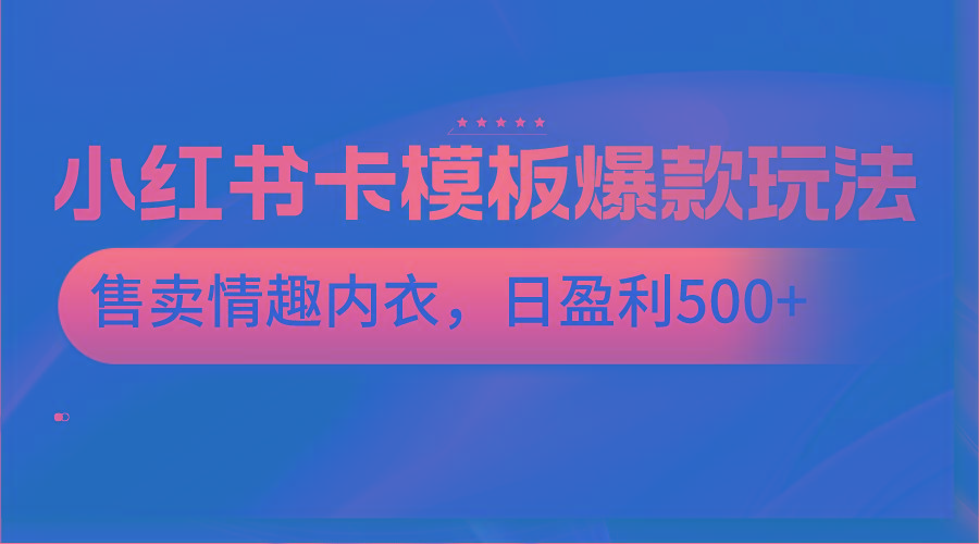 小红书卡模板爆款玩法，售卖情趣内衣，日盈利500+-kk网创