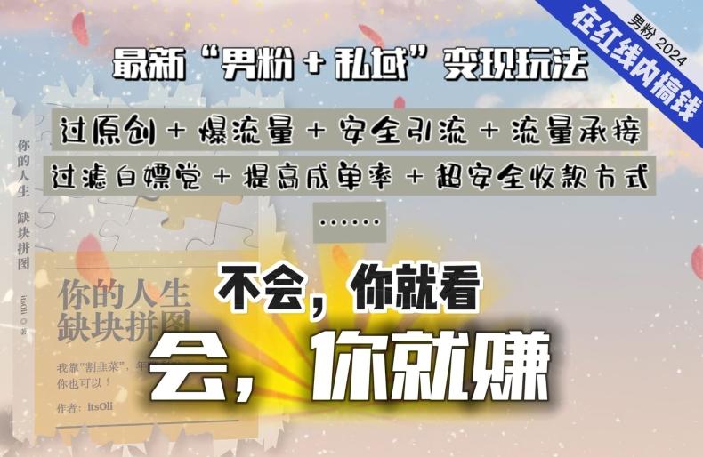 2024，“男粉+私域”还是最耐造、最赚、最轻松、最愉快的变现方式【揭秘】-kk网创