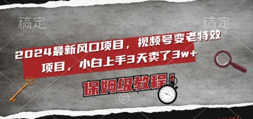 2024最新风口项目，视频号变老特效项目，电脑小白上手3天卖了3w+，保姆级教程【揭秘】-kk网创