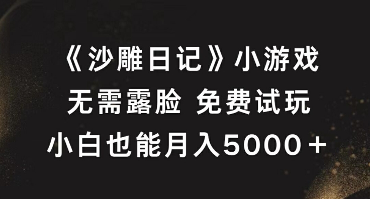 《沙雕日记》小游戏，无需露脸免费试玩，小白也能月入5000+【揭秘】-kk网创