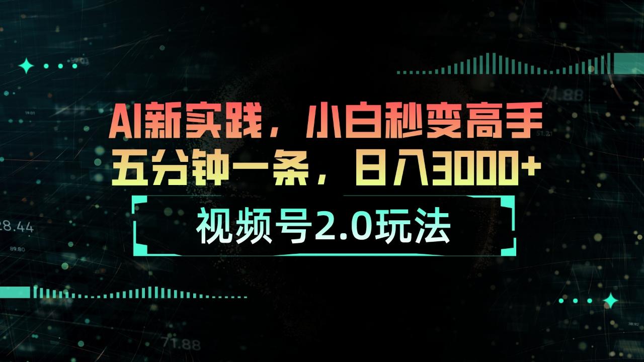 视频号2.0玩法 AI新实践，小白秒变高手五分钟一条，日入3000+-kk网创