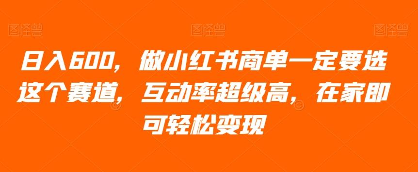 日入600，做小红书商单一定要选这个赛道，互动率超级高，在家即可轻松变现-kk网创