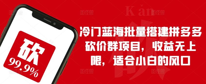 冷门蓝海批量搭建拼多多砍价群项目，收益无上限，适合小白的风口【揭秘】-kk网创
