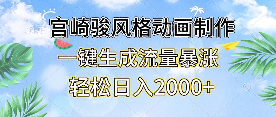 宫崎骏风格动画制作，一键生成流量暴涨，轻松日入2000+-kk网创