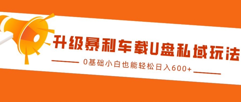 升级暴利车载U盘私域玩法，0基础小白也能轻松日入多张【揭秘】-kk网创