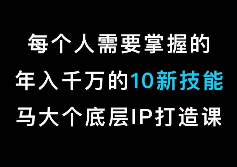 马大个的IP底层逻辑课，​每个人需要掌握的年入千万的10新技能，约会底层IP打造方法！-kk网创