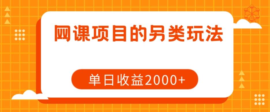 网课项目的另类玩法，单日收益2000+【揭秘】-kk网创