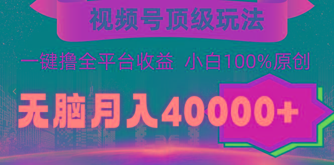 (9281期)视频号顶级玩法，无脑月入40000+，一键撸全平台收益，纯小白也能100%原创-kk网创