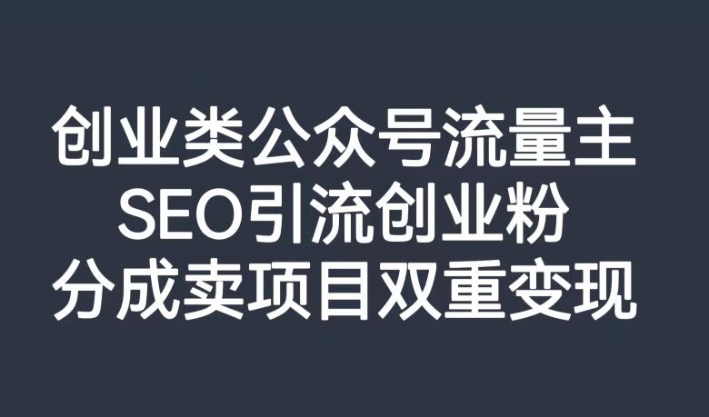 创业类公众号流量主，SEO引流创业粉，分成卖项目双重变现【揭秘】-kk网创