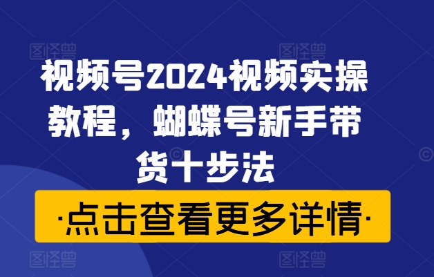 视频号2024视频实操教程，蝴蝶号新手带货十步法-kk网创