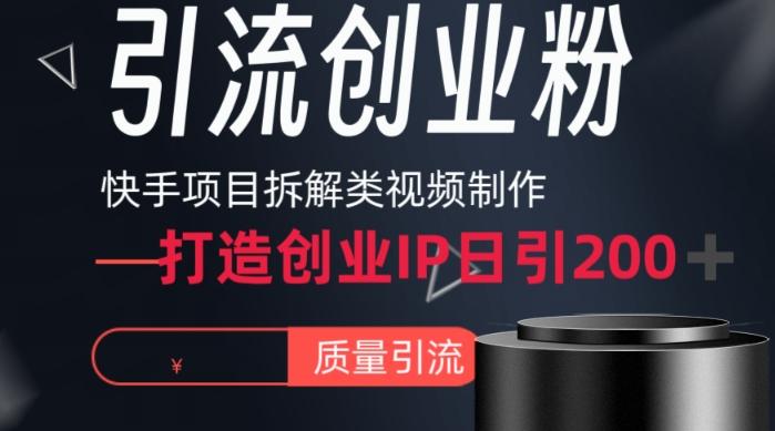 快手项目拆解类视频详细制作流程打造个人IP，单日引流200+高质量创业粉【揭秘】-kk网创