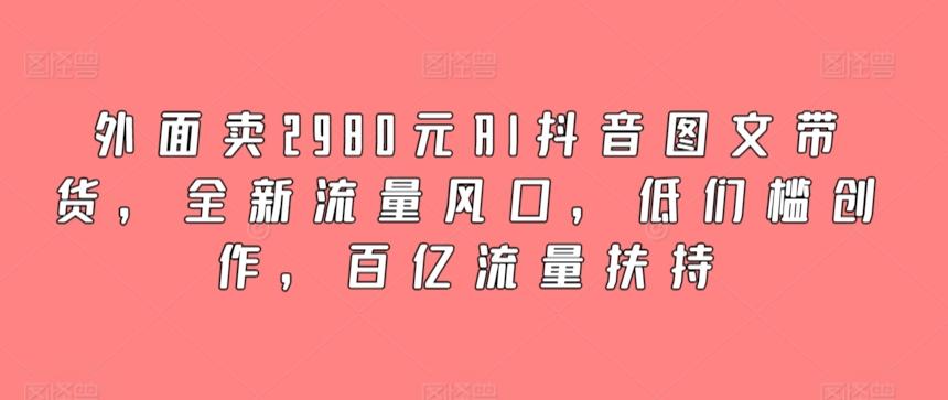 外面卖2980元AI抖音图文带货，全新流量风口，低们槛创作，百亿流量扶持-kk网创
