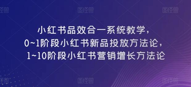 小红书品效合一系统教学，​0~1阶段小红书新品投放方法论，​1~10阶段小红书营销增长方法论-kk网创