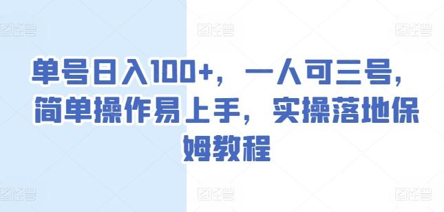 单号日入100+，一人可三号，简单操作易上手，实操落地保姆教程【揭秘】-kk网创