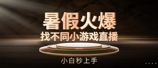 暑假火爆找不同小游戏直播间，小白秒上手【揭秘】-kk网创