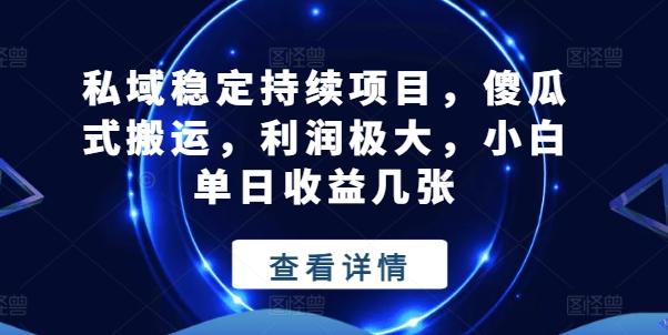 私域稳定持续项目，傻瓜式搬运，利润极大，小白单日收益几张【揭秘】-kk网创