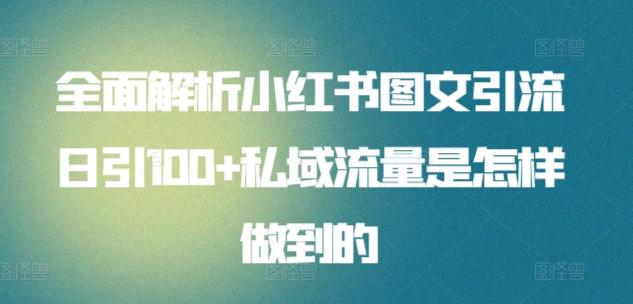 全面解析小红书图文引流日引100+私域流量是怎样做到的【揭秘】-kk网创