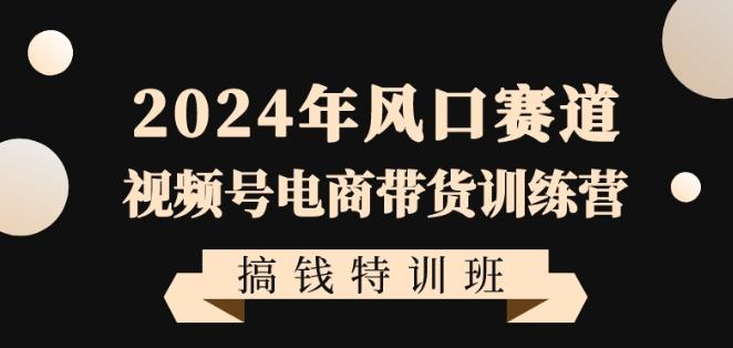 2024年风口赛道视频号电商带货训练营搞钱特训班，带领大家快速入局自媒体电商带货-kk网创