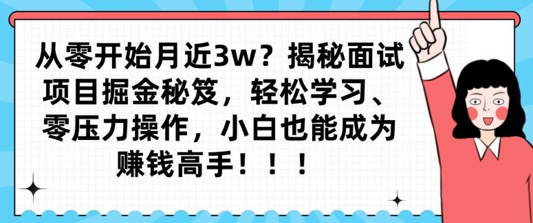 从零开始月近3w？揭秘面试项目掘金秘笈，轻松学习、零压力操作，小白也能成为赚钱高手-kk网创