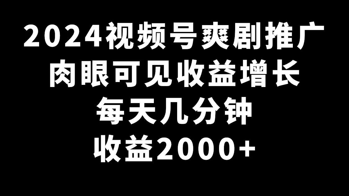 2024视频号爽剧推广，肉眼可见的收益增长，每天几分钟收益2000+-kk网创