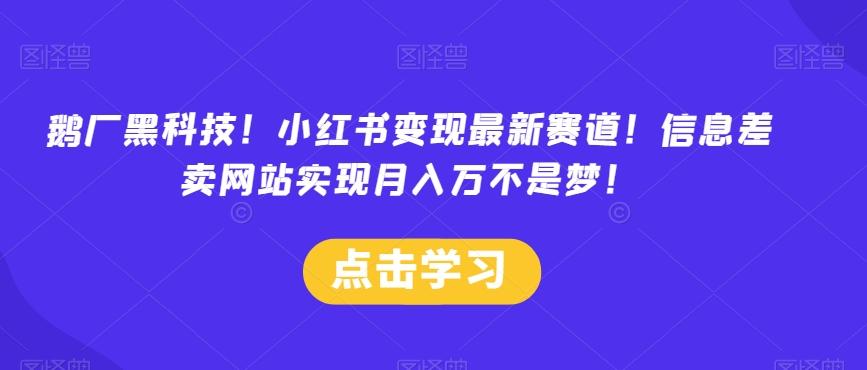 鹅厂黑科技！小红书变现最新赛道！信息差卖网站实现月入万不是梦！-kk网创