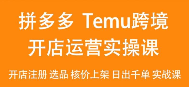 2024Temu最新玩法，Temu跨境开店运营实操课，开店注册/选品/核价上架/日出千单实战课-kk网创