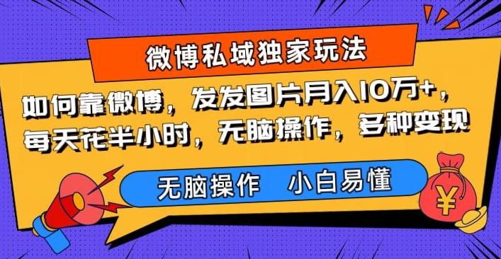 如何靠微博，发发图片月入10万+，‌每天花半小时，无脑操作，多种变现-kk网创
