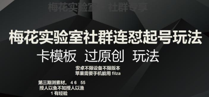 梅花实验室社群连怼起号玩法，卡模板过原创玩法【揭秘】-kk网创