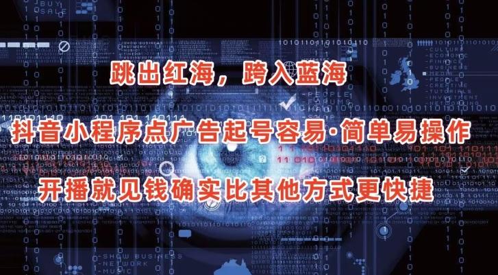 抖音小程序点广告项目，起号容易，简单易操作，开播就见有收益【揭秘】-kk网创