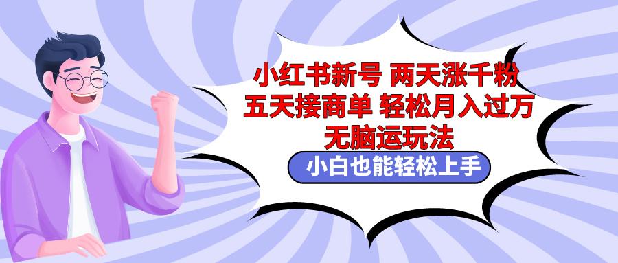 小红书新号两天涨千粉五天接商单轻松月入过万 无脑搬运玩法 小白也能轻…-kk网创