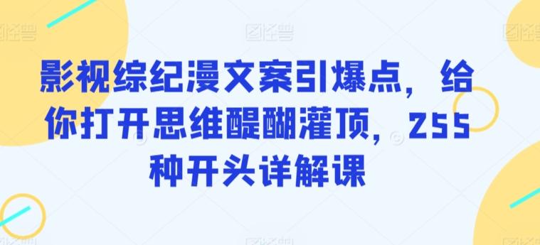影视综纪漫文案引爆点，给你打开思维醍醐灌顶，255种开头详解课-kk网创
