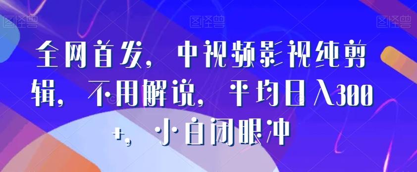 全网首发，中视频影视纯剪辑，不用解说，平均日入300+，小白闭眼冲-kk网创