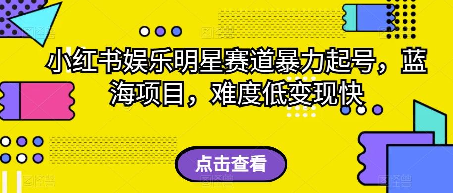 小红书娱乐明星赛道暴力起号，蓝海项目，难度低变现快【揭秘】-kk网创