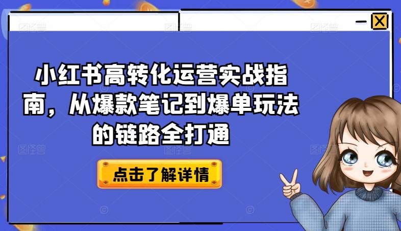 小红书高转化运营实战指南，从爆款笔记到爆单玩法的链路全打通-kk网创
