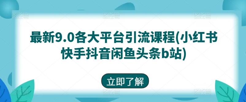 最新9.0各大平台引流课程(小红书快手抖音闲鱼头条b站)-kk网创