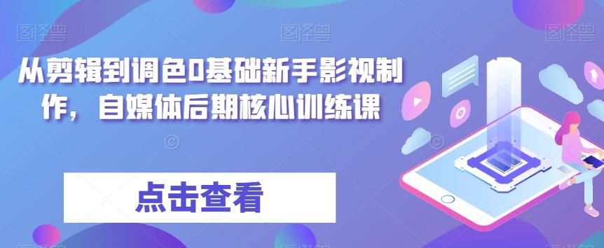 从剪辑到调色0基础新手影视制作，自媒体后期核心训练课-kk网创
