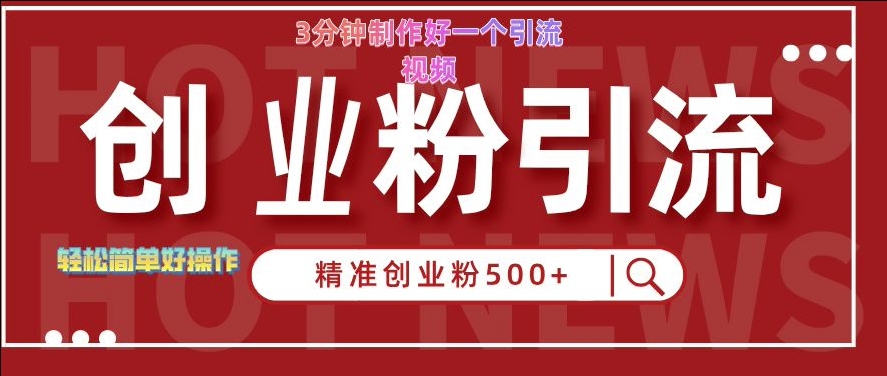 快手被动引流创业粉500+的玩法，3分钟制作好一个引流视频，轻松简单好操作【揭秘】-kk网创