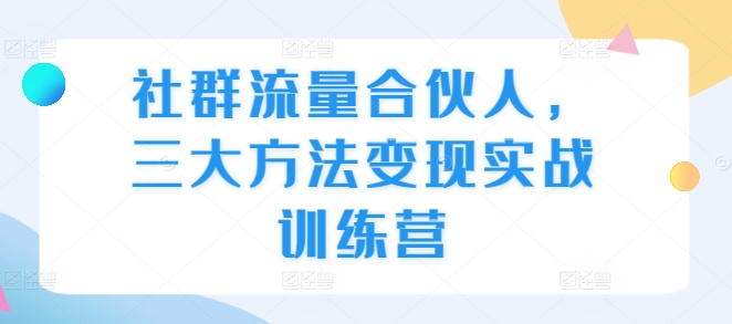 社群流量合伙人，三大方法变现实战训练营-kk网创
