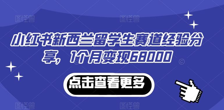 小红书新西兰留学生赛道经验分享，1个月变现68000【揭秘】-kk网创